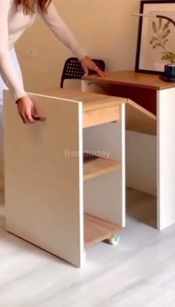 템바보드 확장형 식탁 접이식 2인용 원룸 슬라이딩 수납 식탁테이블 1200mm, 오크